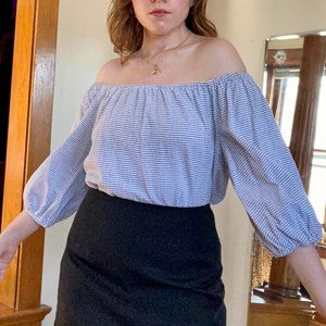 Anthropologie Off-the-Shoulder Seersucker Blouse